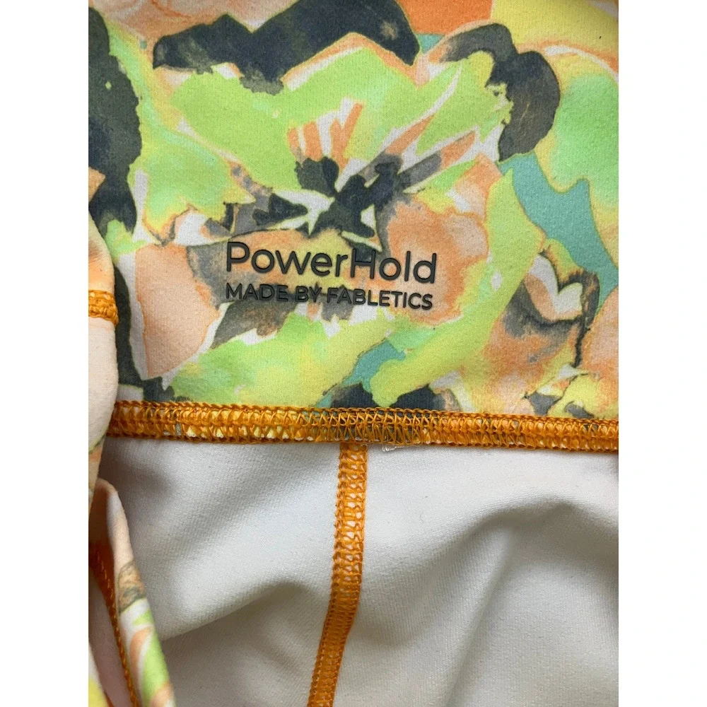 Fabletics‎ PowerHold High Waisted Floral Leggings Orange Green Yellow Womens XS